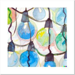 Watercolour Painting of Lightbulbs Posters and Art